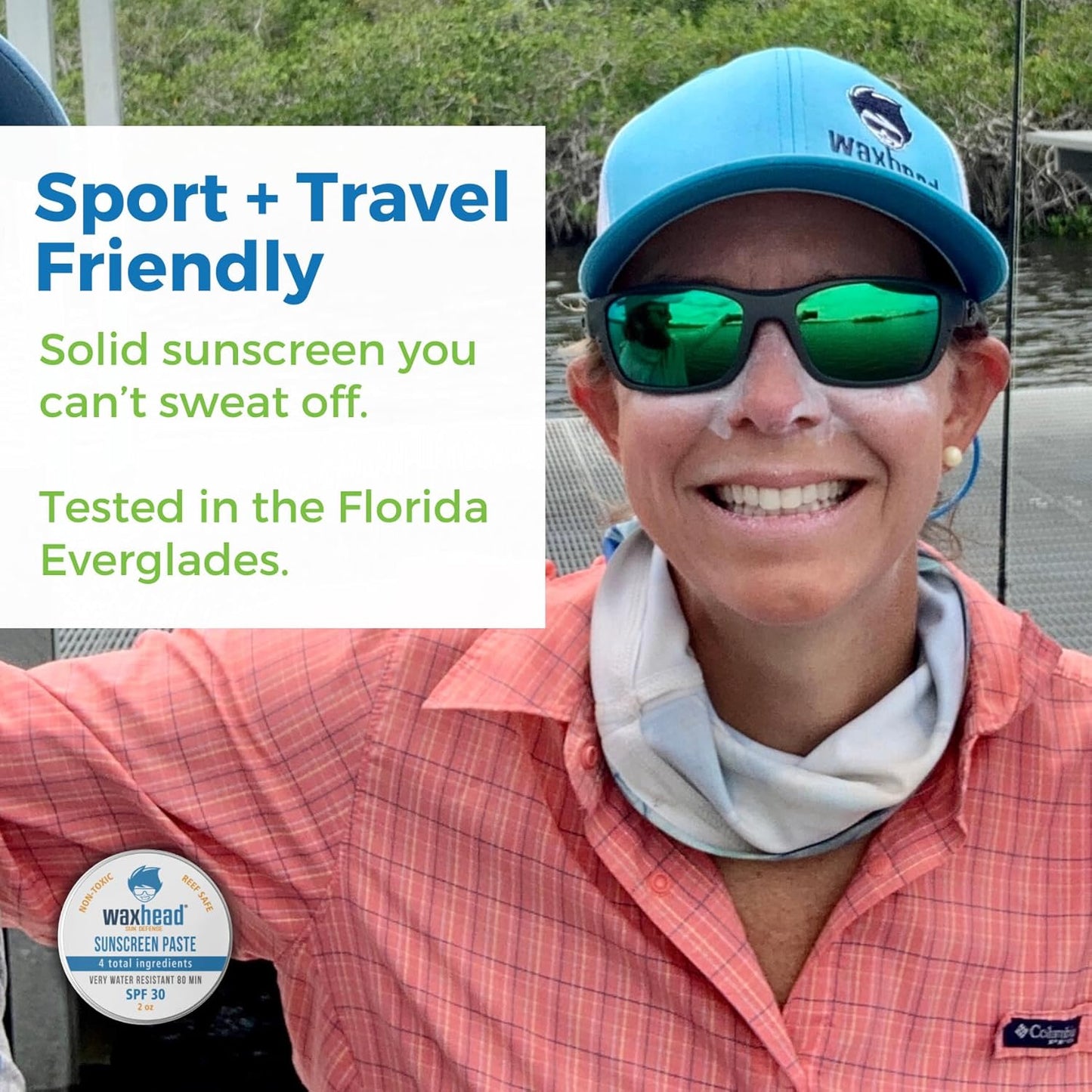 Waxhead Zinc Oxide Sunscreen Face & Nose - Sensitive Skin Safe SPF 30, Reef Safe Physical Visible Protection for Acne Prone Skin, Waterproof Natural Mineral Sunscreen for Kids & Adults (White 2oz)