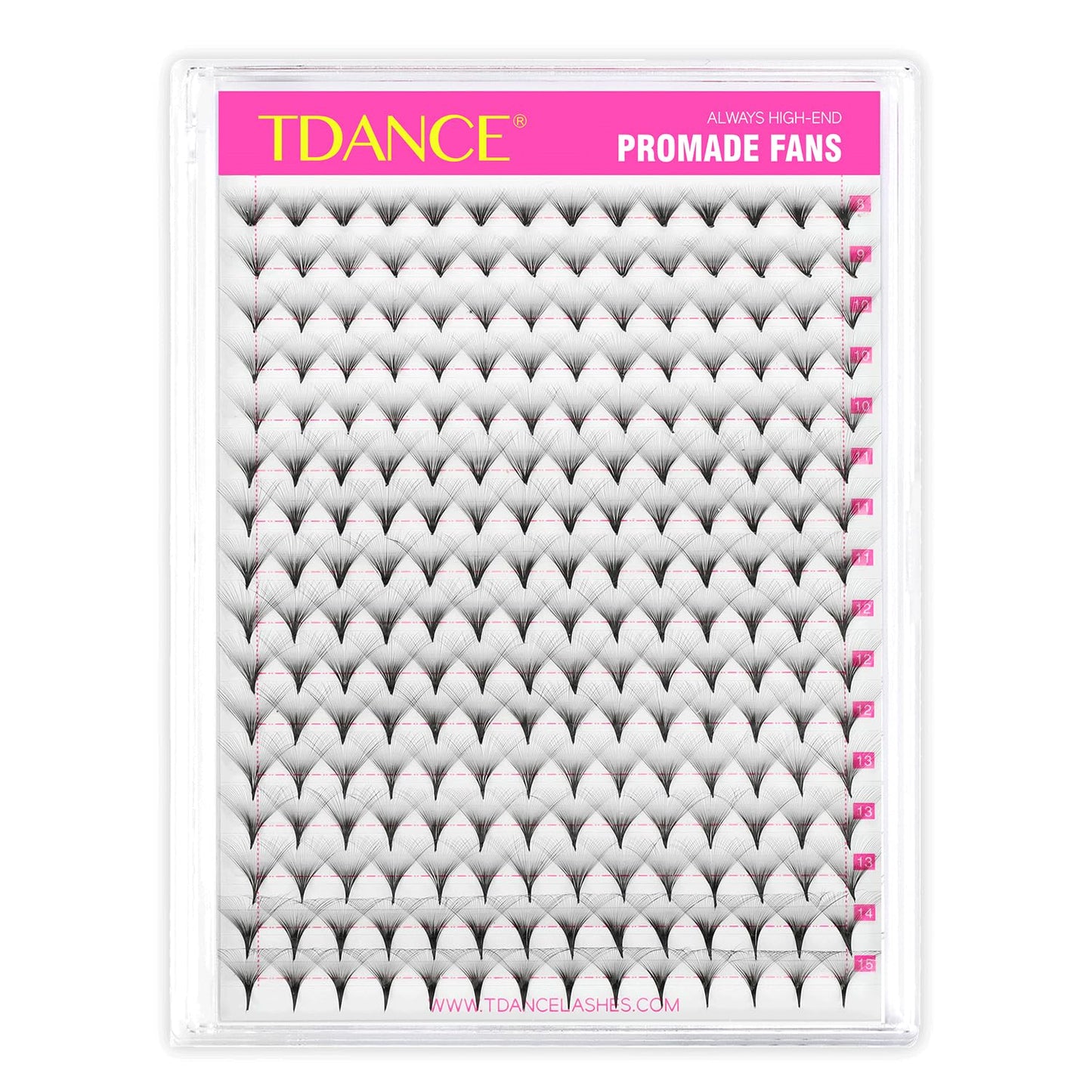 TDANCE Premade Fans Eyelash Extensions 224 Fans Pre Made Fans Lash Extensions Middle Stem Heat Bonded Premade Lash Fans Volume Lash Extensions(224-40D-0.03-D-8-15mm)