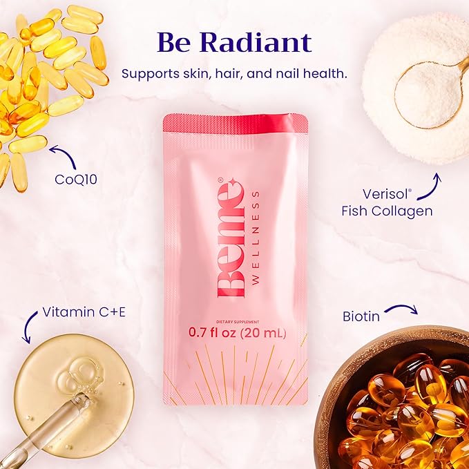 BeMe BeRadiant Peach & BeZen Bundle - Liquid Collagen & Magnesium Glycinate L-Theanine Supplements