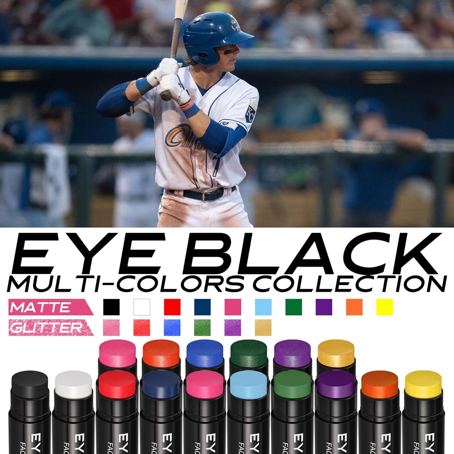 CCBeauty Red Eye Black Stick for Multi Sports, Anti-Glare EyeBlack For Baseball Football Softball Lacrosse, Water-Proof Eye Black Grease Paint For Athletes & fans
