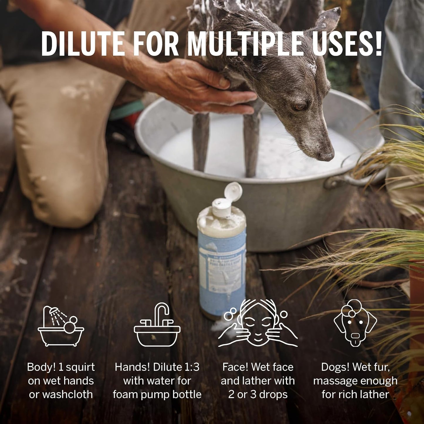 Dr. Bronner's Pure-Castile Magic Liquid Soap - Made with Regenerative Organic Certified Oils - 18-in-1 Uses for Face, Body, Hand Gentle on Baby & Sensitive Skin Body Wash Unscented,32oz