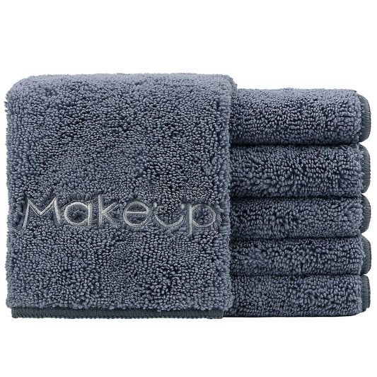 HOMEXCEL Makeup Remover Wash Cloth 6 Pack, Soft Quick Dry Facial Cleansing Makeup Towels, Fingertip Face Towel Washcloths for Hand and Make up, 13 x 13 Inch, Grey