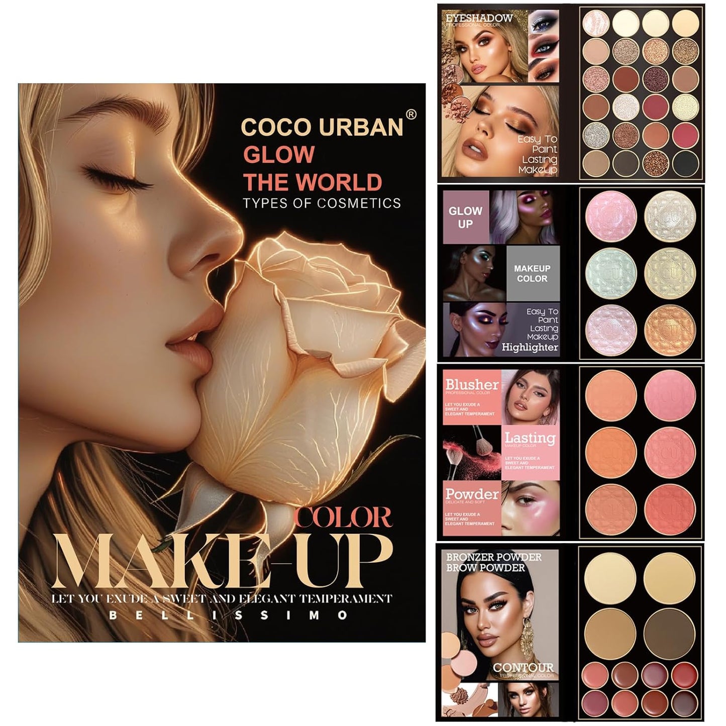 All In One Makeup Gift Kit - Ultimate Color Combination for Women Full Kit 48 Eyeshadow, 12 Lip Gloss, 6 Blusher, 6 Concealer, 6 Highlighter, 78 Colors Makeup Palette Cosmetics Kit (A)