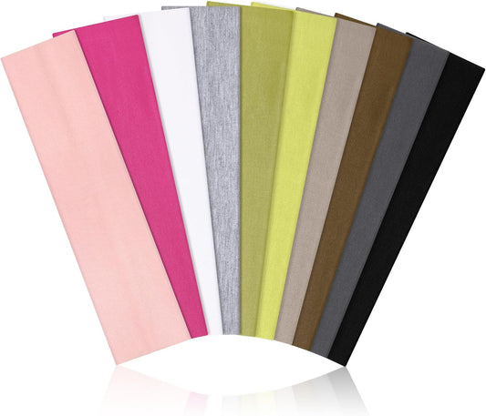 10 PCS Headbands for Women - Fashion Non Slip Cotton Headbands for Women and Men Perfect for Sports and Outdoor Activities in Summer,Including Running, Yoga, Cycling, Gym Workouts