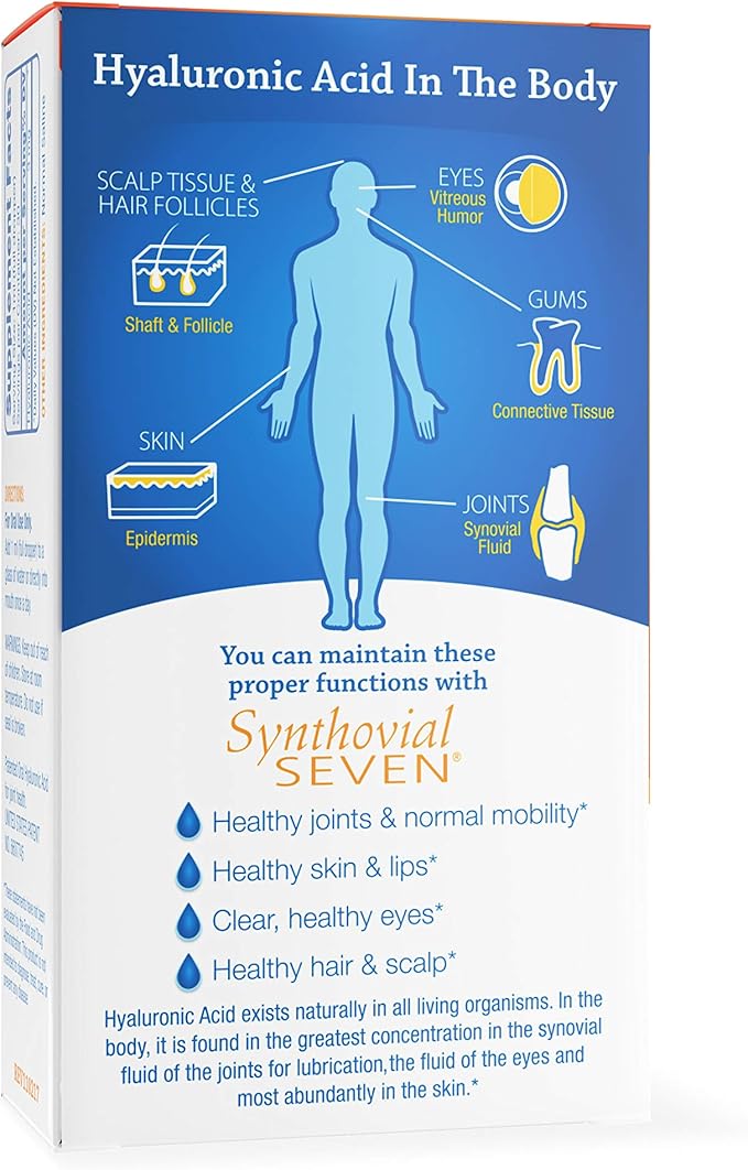 Hyalogic Synthovial Seven - Oral Hyaluronic Acid Supplement 1oz - Liquid HA Supports Skin, Eye, and Lip Hydration - Vegan, Gluten Free 1 Ounce