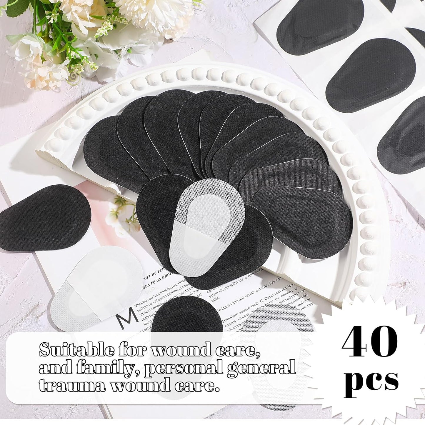 Panitay 40 Pcs Adhesive Eye Patches for Adults Disposable Breathable Medical Eye Patch for Amblyopia Lazy Latex Free Adhesive Bandages for Men(3.3 x 2.3 Inch,Black)