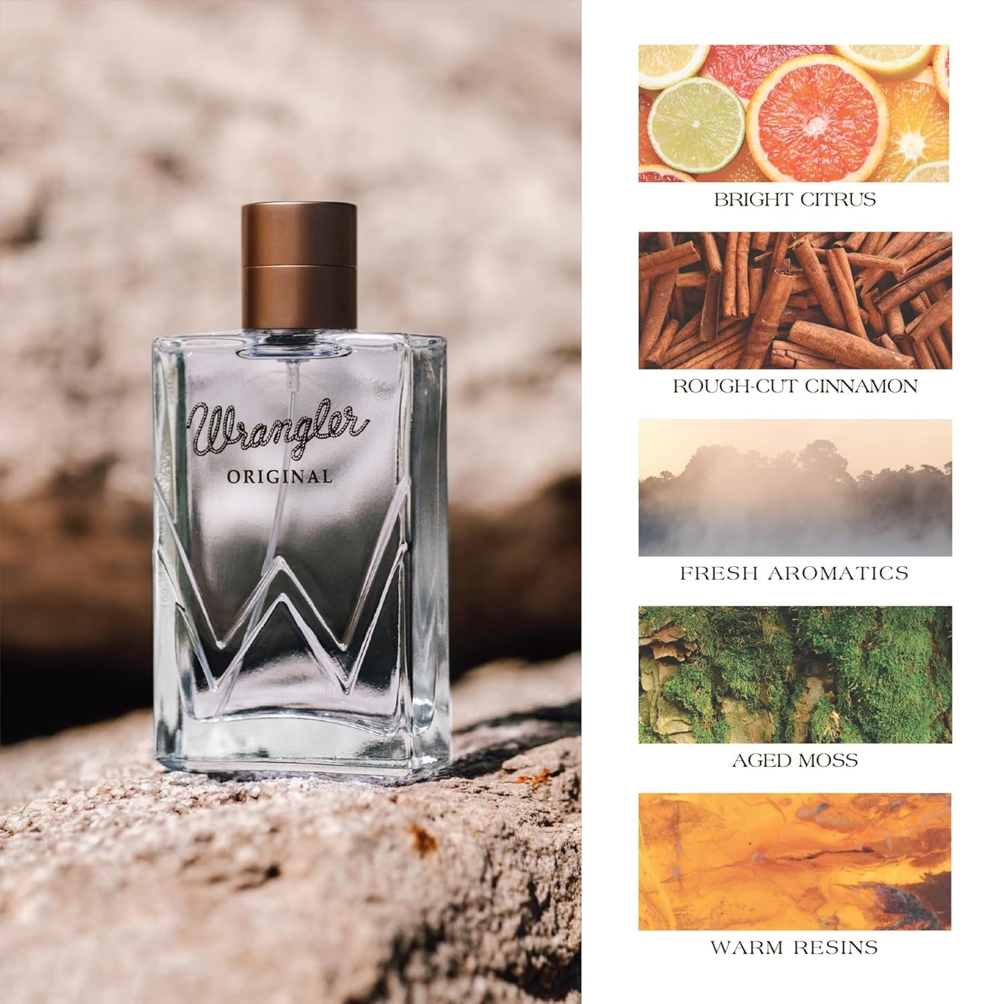 Wrangler Original Men’s Cologne by Tru Western, 2.5oz, Grapefruit, Mandarin, Cinnamon, Lavender, Fresh Aromatic, Citrus & Earthy Scent, Masculine Fragrance