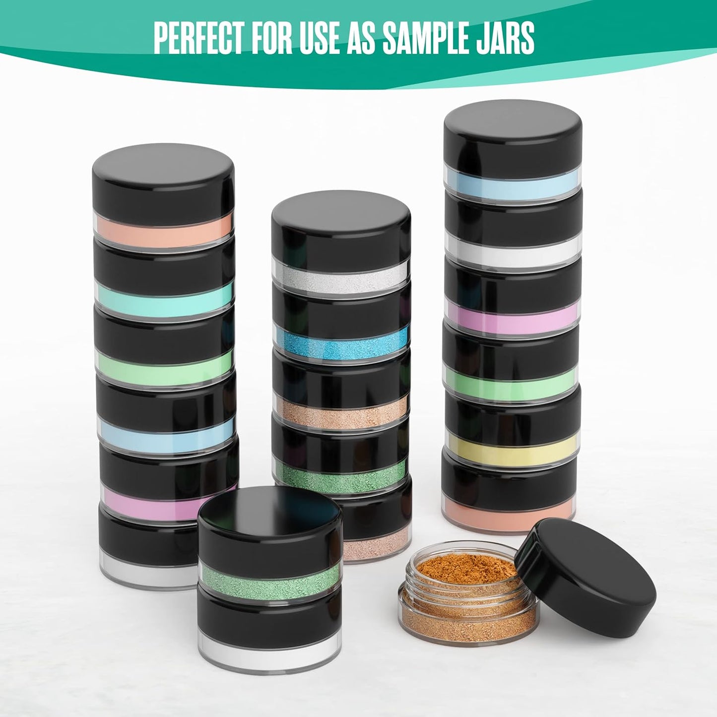 Houseables Sample Containers, Sample Jars, Lip Balm Containers, Mini Jars with Lids, Small, Empty for Makeup, Powder, Gloss, Cosmetic, Tiny, Chapstick, Dab, Wax, Scrub, Little, Plastic, 3 Gram, 200PK