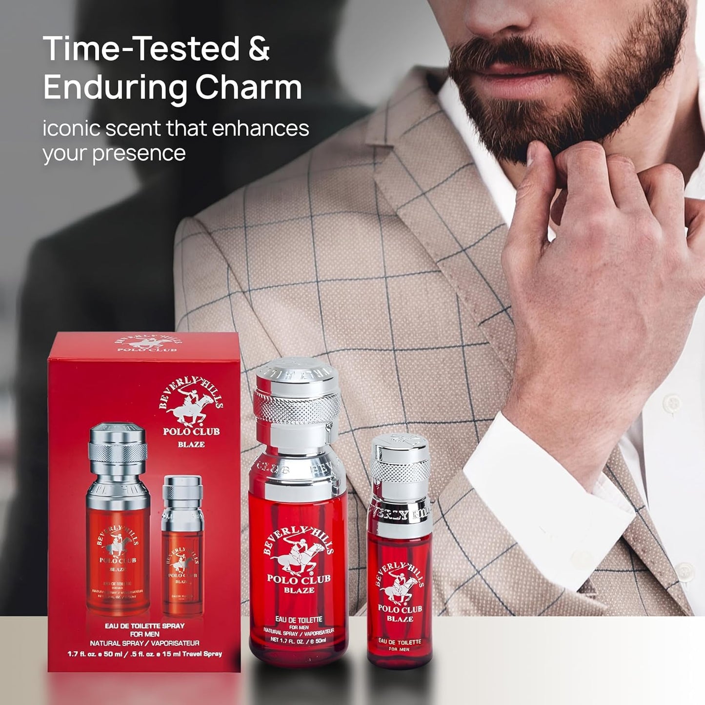 Beverly Hills Polo Club BHPC Men's Eau De Toilette Bonus Pack, featuring 1.7 oz EDT + Bonus 0.5 oz EDT (Blaze)