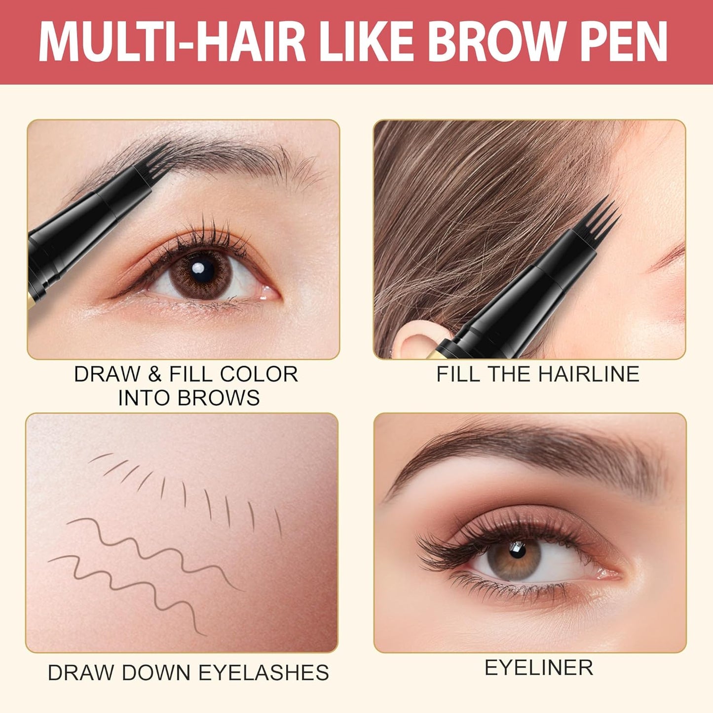 LAVONE Eyebrow Pen, 2-in-1 Eyebrow Pencils for Women with 4 Tip Microblading Eyebrow Pencil and Curved Precise Brow Pencil, Waterproof Eyebrow Pencil Create Full, Natural Hair-Like Brows, Taupe