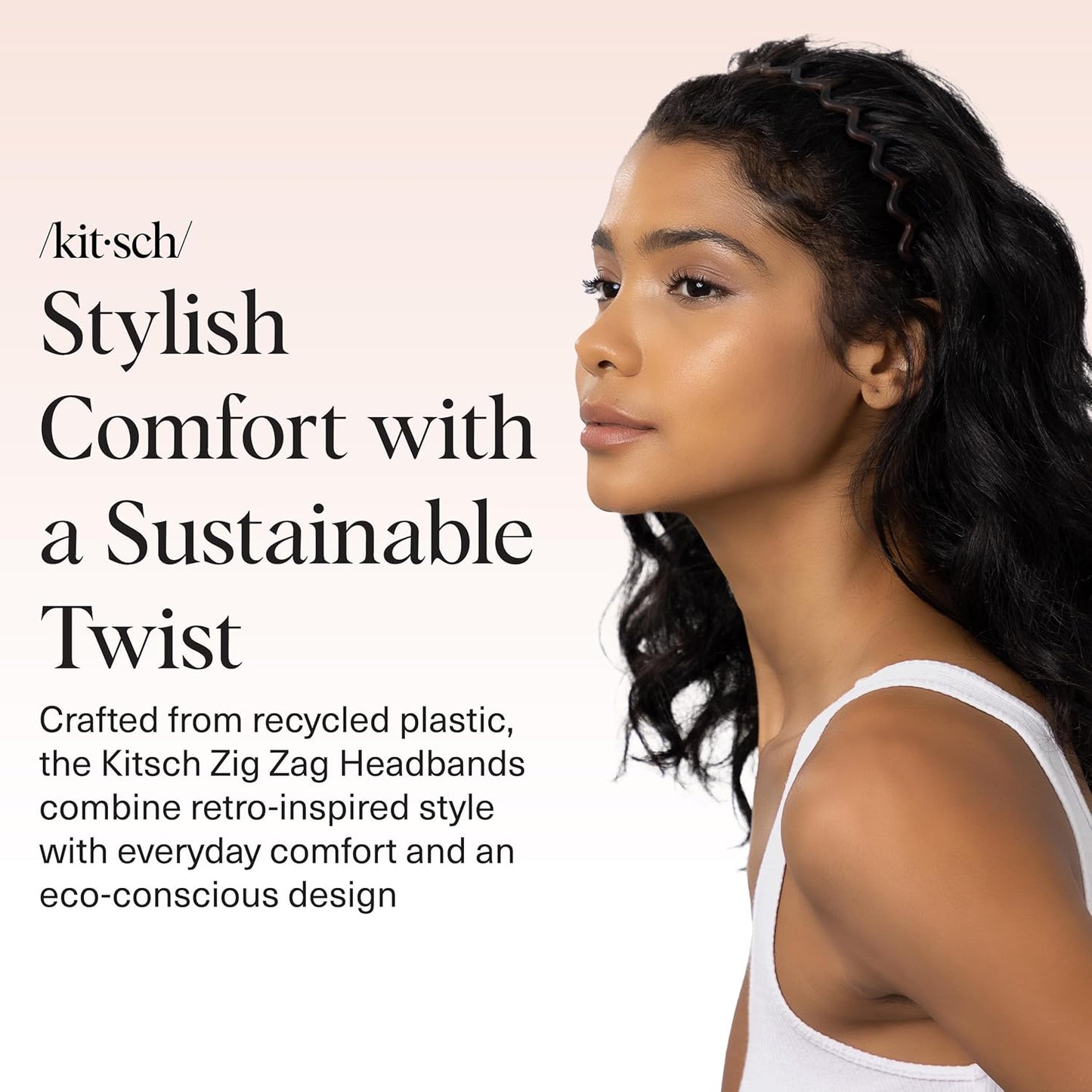 Kitsch Zig Zag Headbands for Women Non Slip – Fashion Accessories for Slicked Back Styles - Comfortable Comb Headband with Teeth | Ideal Gifts for Women - Tortoise & Black Headband - 2 pcs