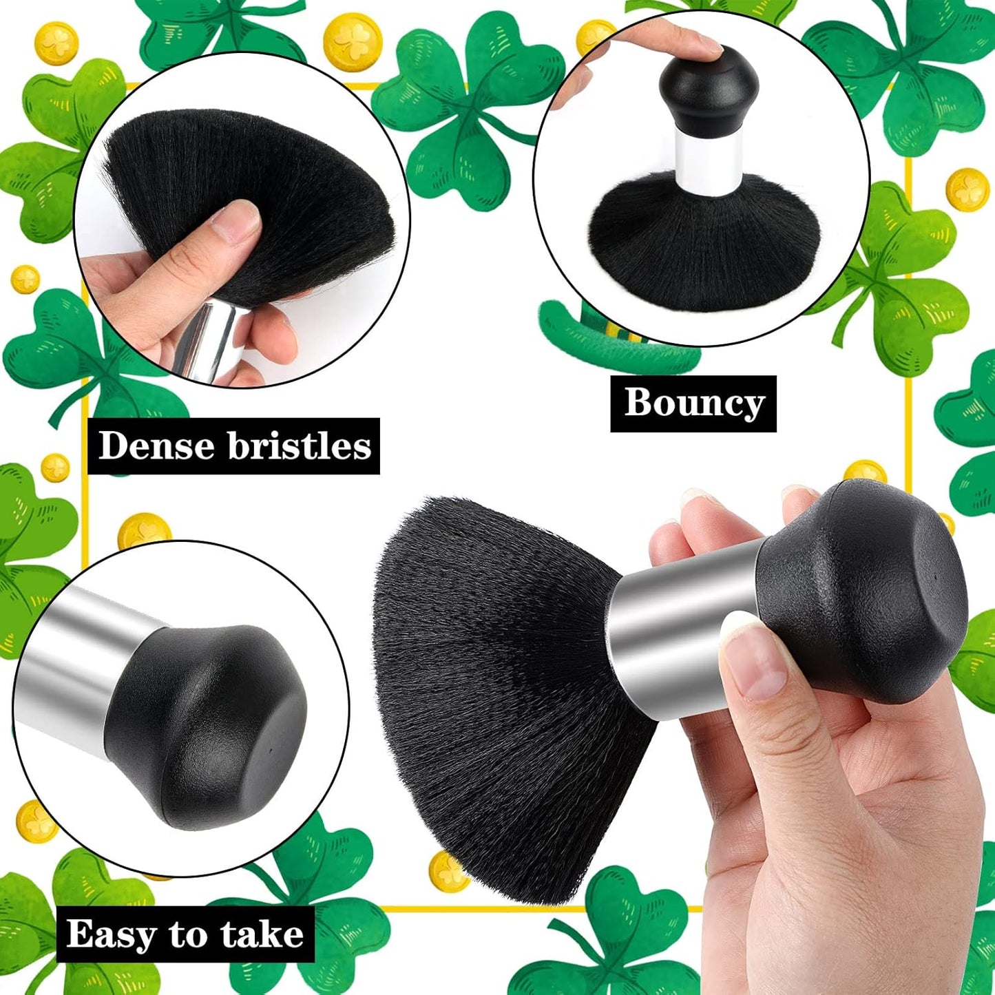 FEBSNOW Professional Barber Cape Independence St. Patrick's Day Salon Green Hair Cutting Cape with Adjustable neckline and Neck Duster Brush Barber Shop Supplies 46.8 × 56 Inch (clover pattern)