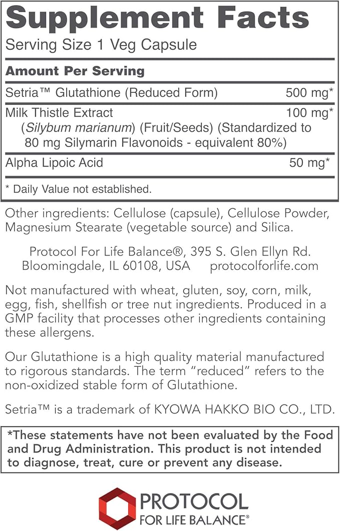 Protocol Glutathione 500mg Immune Support* 60 Veg