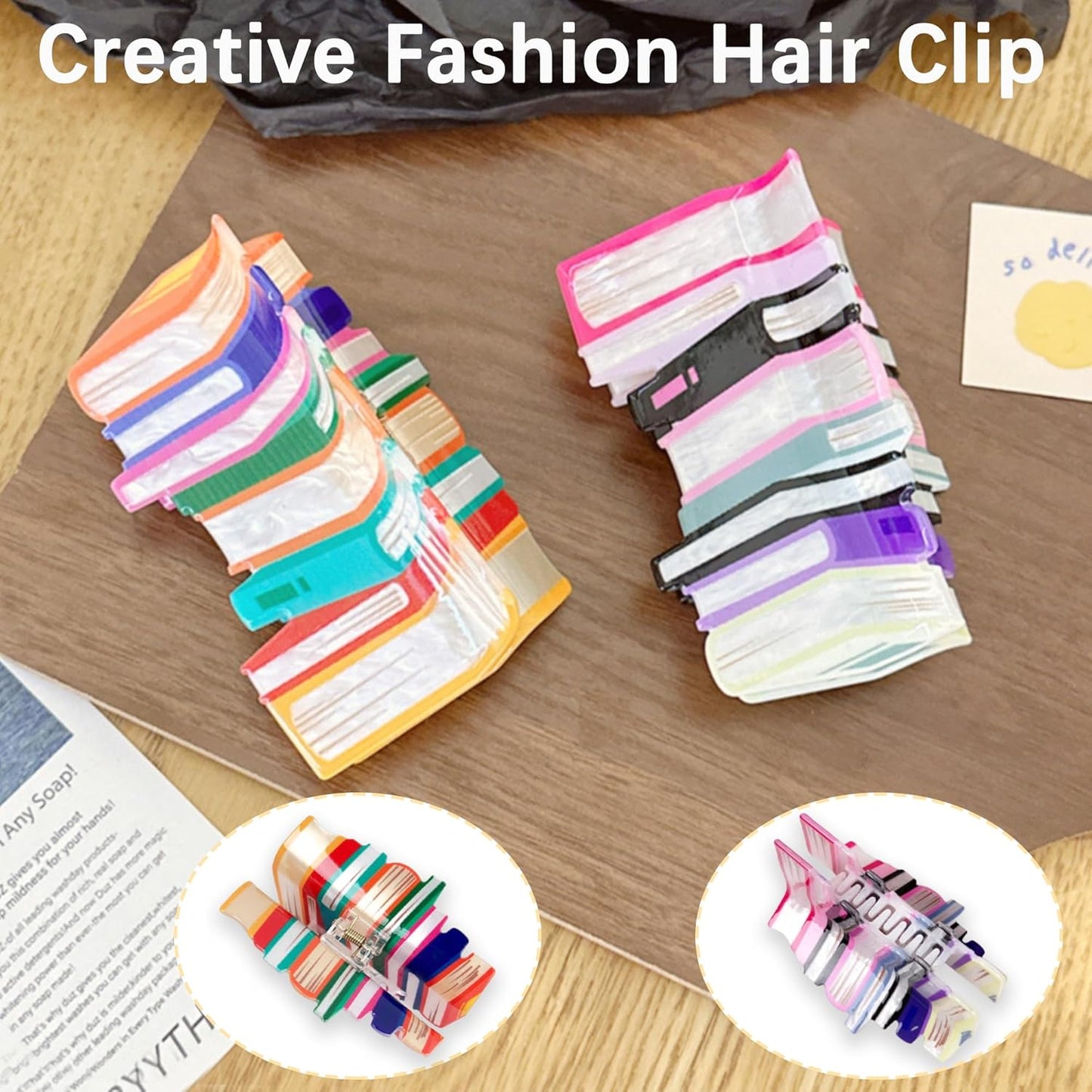 2025 Book Hair Clip Creative Fasnion Strong Hold Nonslip Jaw Clips Styling Accessories French Hair Barrettes Hairpin For Women And Girls(2Pcs)
