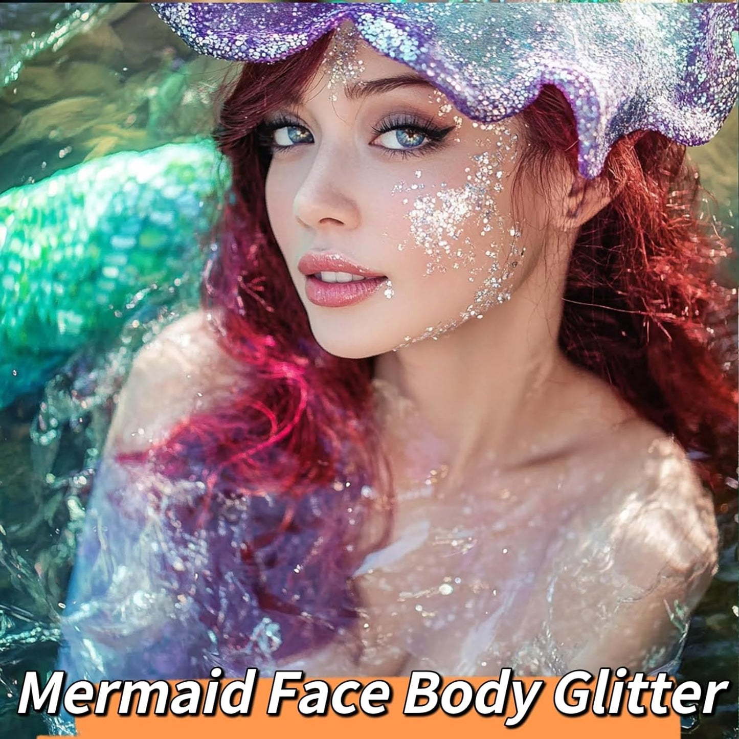 White Face Body Glitter, Singer Concerts Music Festival Rave Accessories, Mermaid Face Glitter Gel, Sparkling Holographic Chunky Glitter for Lip Eye Hair Body Glitter Makeup, 50ML(06 White)