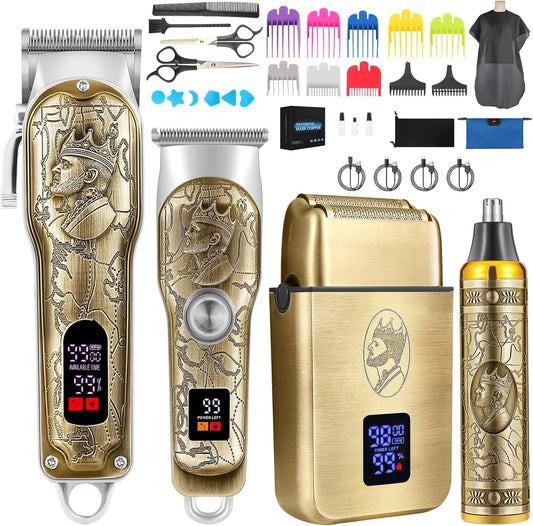 Professional Hair Clippers for Men Clippers and Trimmers Set, Cordless Hair Clippers, Haircutting Machine with Led Display for Barber Mens Grooming Kit