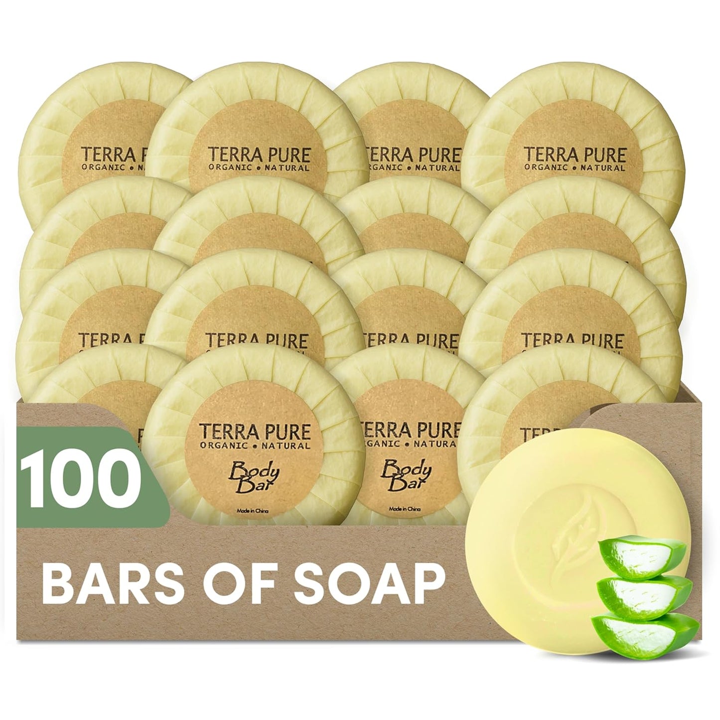Terra Pure Bar Soap, Travel Size Hotel Amenities, 1.25 oz (Pack of 100)