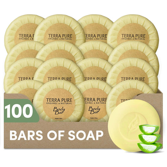 Terra Pure Bar Soap, Travel Size Hotel Amenities, 1.25 oz (Pack of 100)