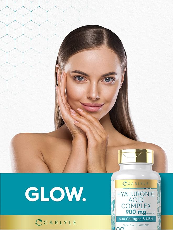 Carlyle Hyaluronic Acid Complex 900 mg | with Collagen and MSM | 90 Capsules | Non-GMO, Gluten Free Supplement