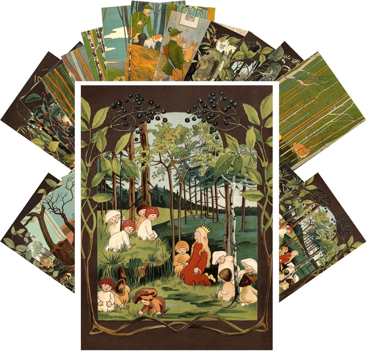 PIXILUV Vintage Postcards (24 pcs 4"x6" each) Pretty Illustrations from Children's Books and Stories Vintage Postcards Retro Greeting Card Book Illustration Reprint