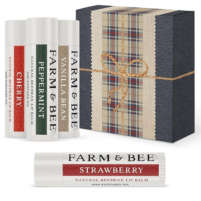 Natural Lip Balm – 4 Pack Gifts for Women & Men - Organic & Natural Ingredients - Moisturizing Lip Care Chapstick - Great Gift Idea for Adults, Women, Men, Teens, and Kids - 0.15oz (Pack of 4)