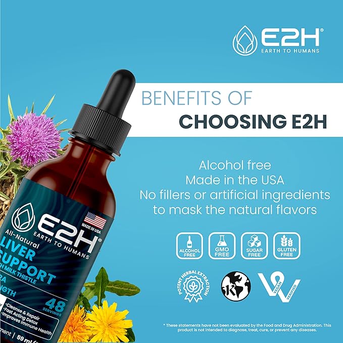 E2H Liver Support Supplement with Milk Thistle (3 Bottles)