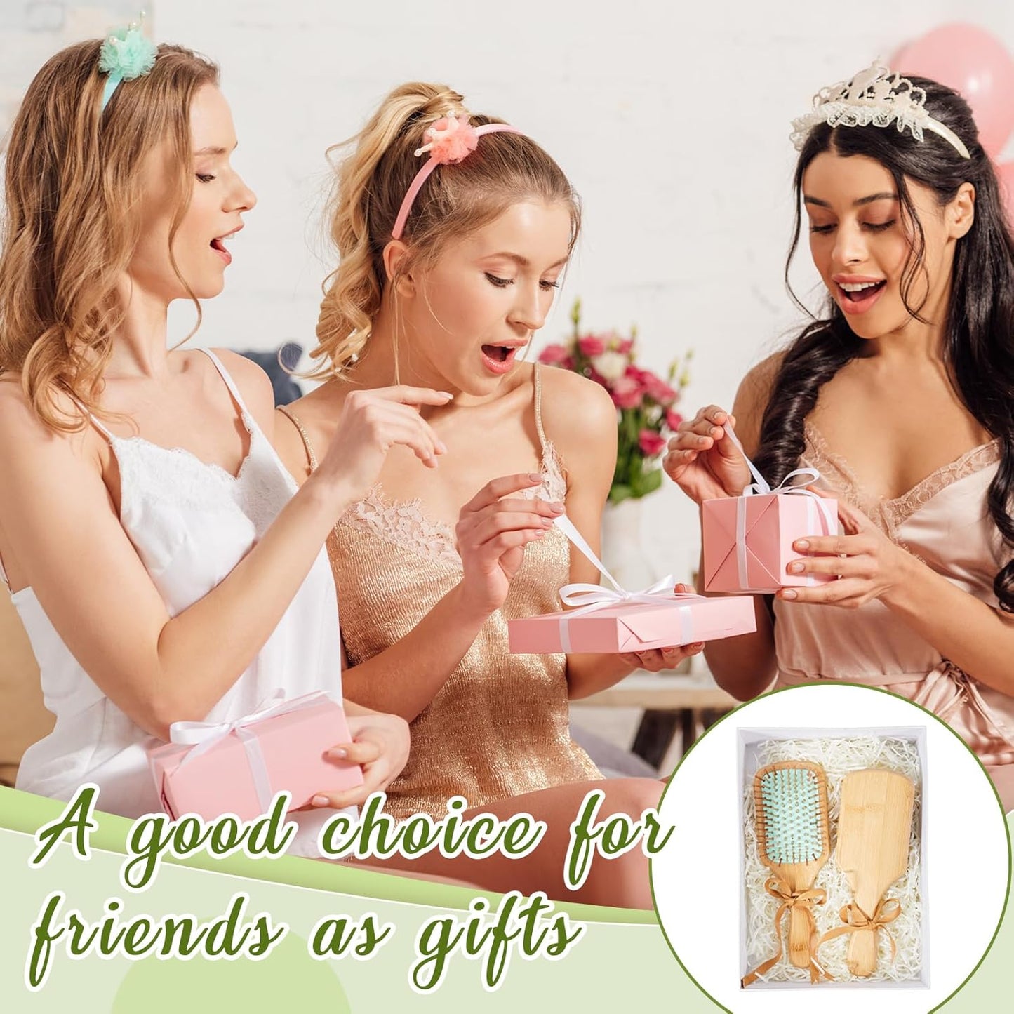 Tessco for you 12 Pcs Christmas Bamboo Hair Brushes Thanksgiving Bulk Wooden Paddle Brush Scalp Massage Bristle Anti Static Engraving DIY Gift for Women Wedding(9.65'' X 3.35'',Macaron)