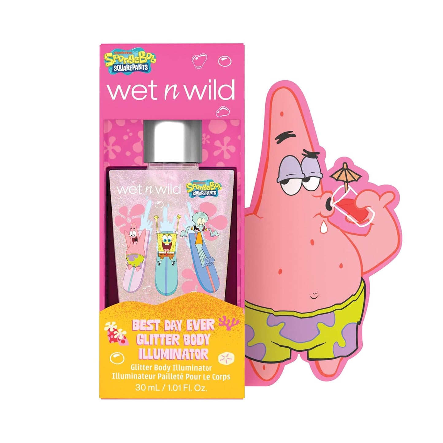 wet n wild Spongebob Best Day Ever Glitter Body Illuminator, Lightweight Non-Sticky Radiant Glow, Blendable Hydrating Formula