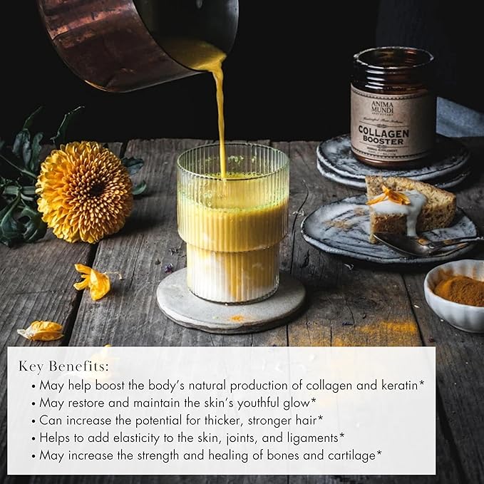 Anima Mundi Vegan Collagen Powder - Plant-Based & Organic Collagen Booster - Helps Support Collagen & Keratin Production for Healthy Skin, Hair, Joints & Bones (4oz/113g)