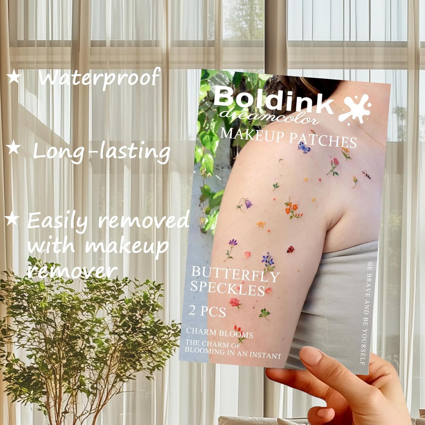 2pcs Makeup Patches,Face Makeup Patches,Beauty Face Makeup,Butterfly Patches,Waterproof Flower Patches,Temporary Facial Butterfly Patches For Women.