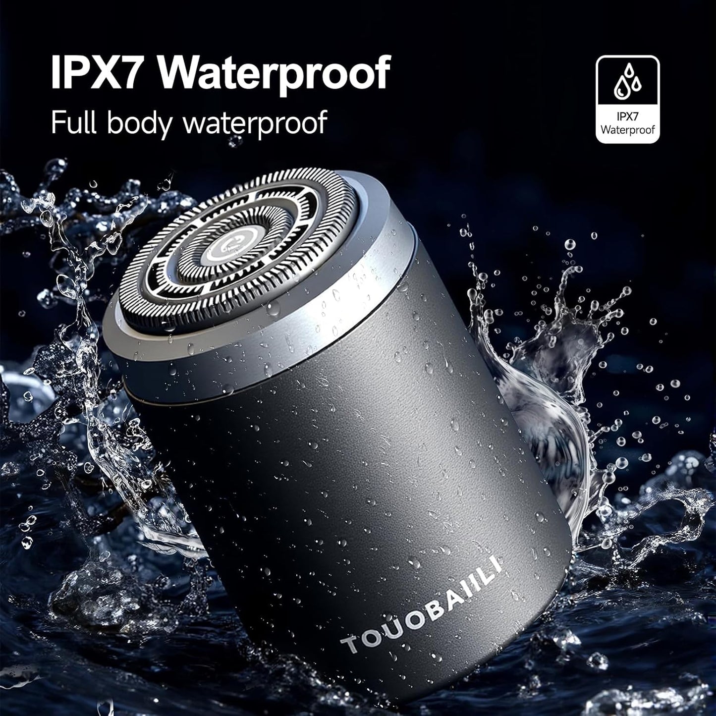 Electric Foil Shaver for Men, IPX7 Waterproof Cordless Razor – Mini Travel Shaver for Face & Body, USB-C Fast Charging, Wet/Dry Shower Use, Portable Electric Razor for Sensitive Skin