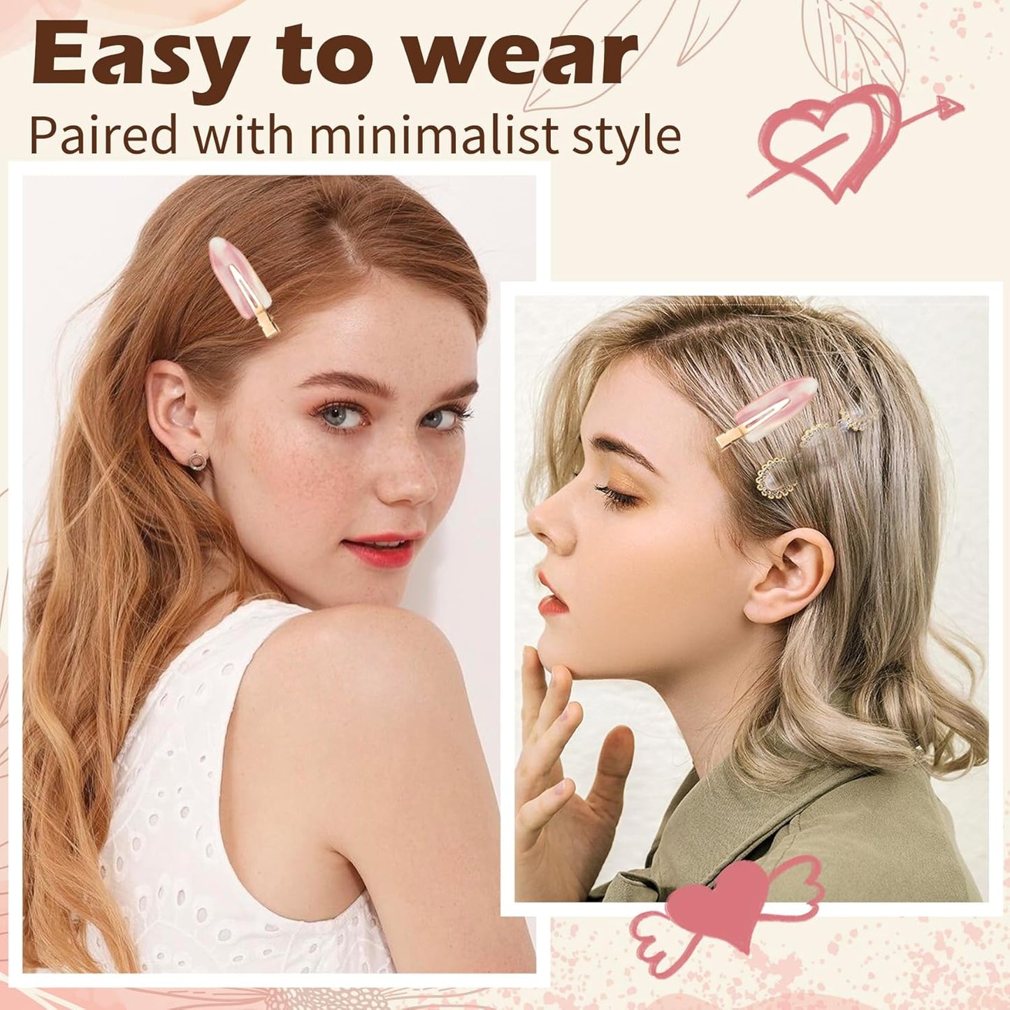 Gingbiss 10 Pcs No Bend Hair Clips, Acrylic No Crease Hair Clip for Hairstyling, Flat Clip Alligator Hair Barrettes for Women Girls Makeup Accessories(Pink Opal)