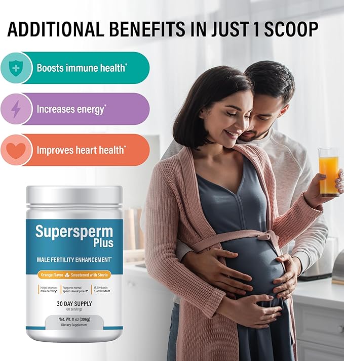 Male Fertility Supplement with L-Carnitine and L-Arginine, Preconception Fertility Formula for Optimal Count & Healthy Volume Production,1 Month Supply (60 doses) in Powder.