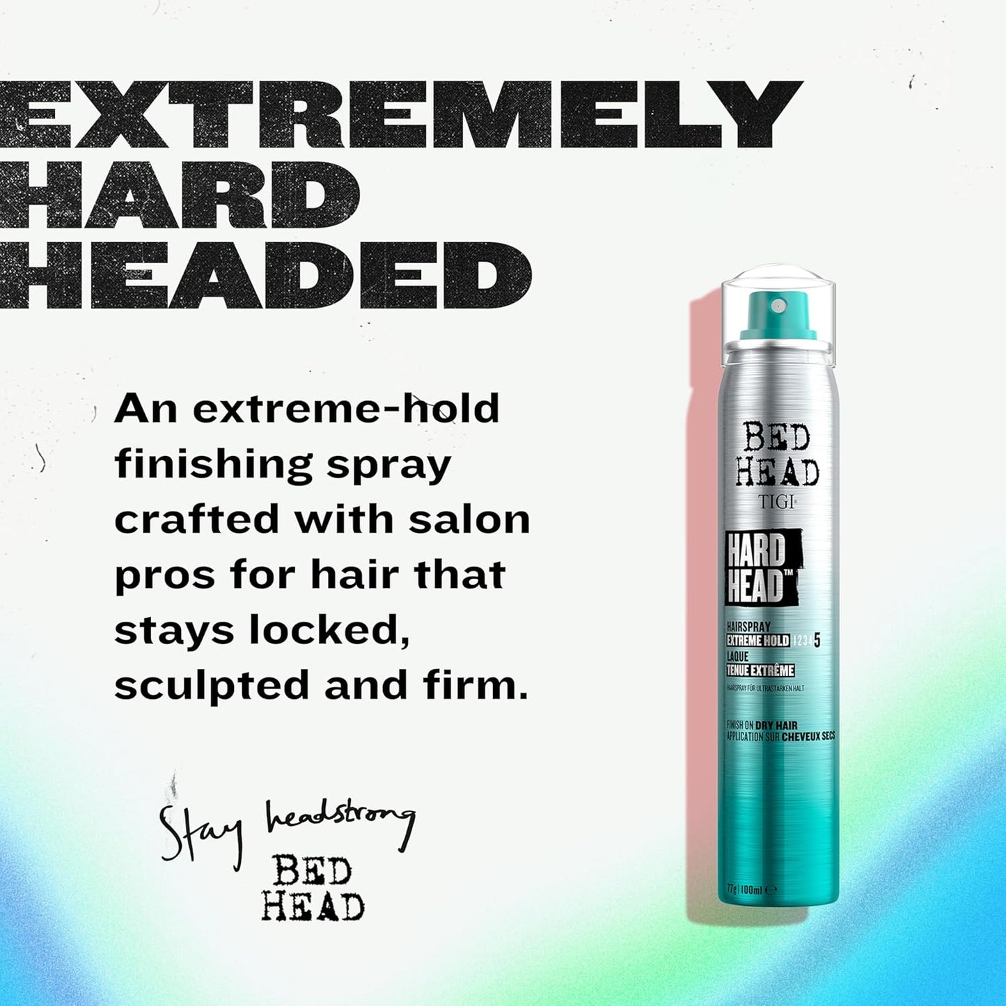 TIGI Bed Head Hard Head Hair Spray, Travel Size, Extra Strong Hold for All Day Style and All Hair Types, 3 oz