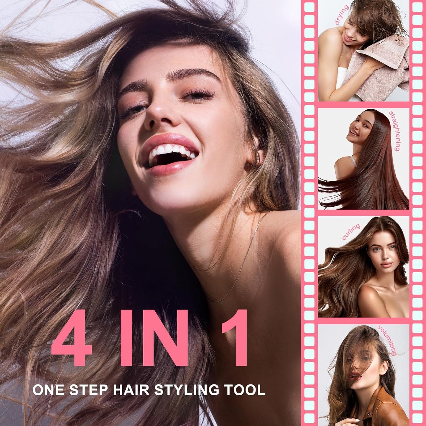 Dual Voltage Travel Dryer Styler in One, 2 Inch Oval Jet Brush for Worldwide Use, 110-240V European Hair Dryer & Volumizer with Universal Adapter