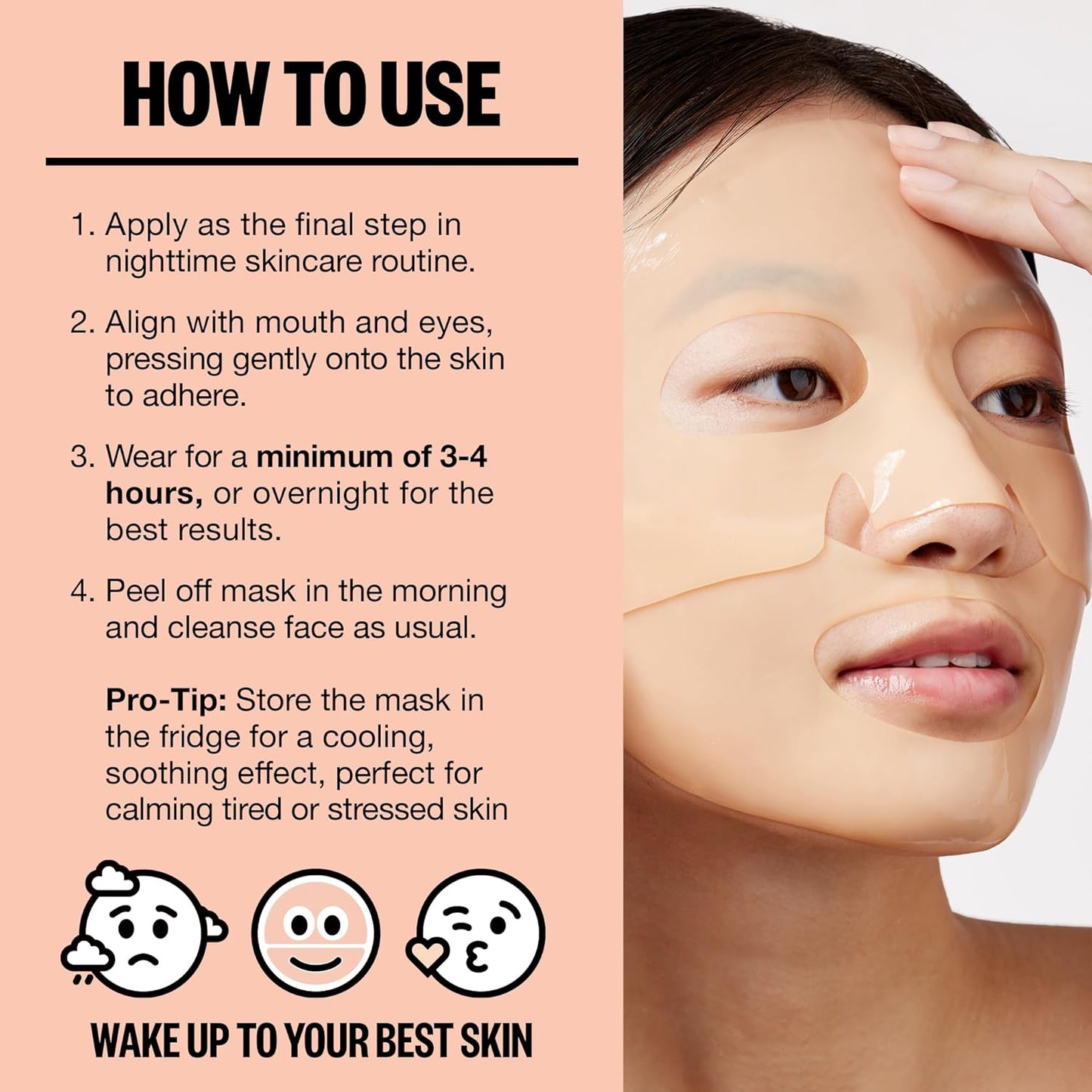 PEACE OUT Skincare Overnight Bio-Collagen Recovery Hydrating Face Mask to Calm Skin Irritation, Improves Skin Clarity with Hyaluronic Acid, 1 count