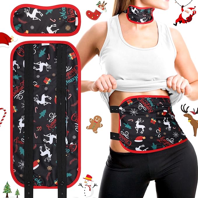 Leekalos Castor Oil Pack Wrap, Reusable Organic Castor Oil Packs for Liver Detox, Castor Oil Packs with Adjustable Elastic Strap for Christmas Gifts (Castor Oil Not Included) (Christmas Deer)