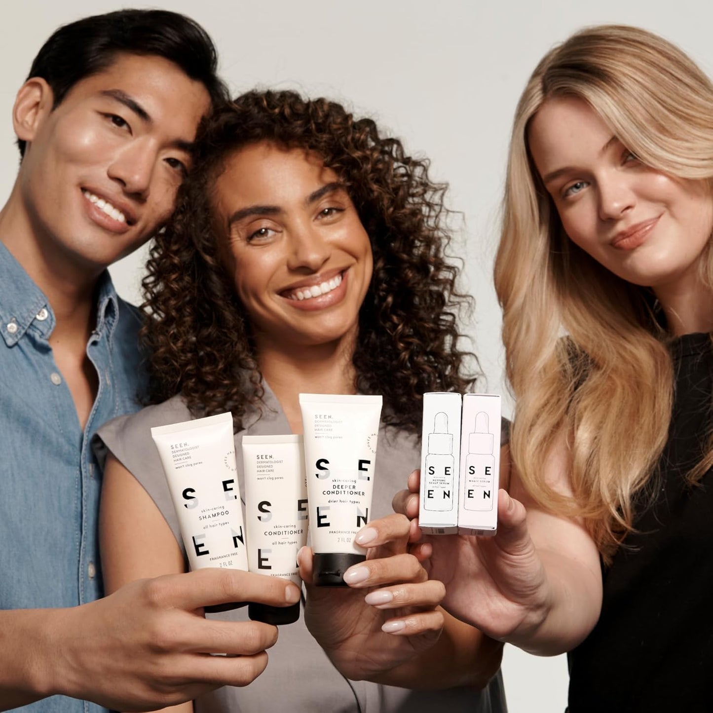 SEEN Discovery Kit - Fragrance Free - Non-Comedogenic & Hair Set- Dermatologist-Developed - Safe for Sensitive, Eczema & Acne Prone Skin