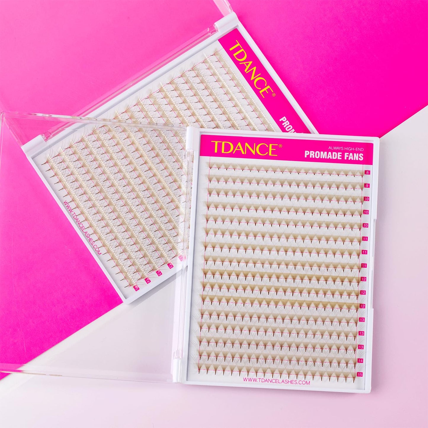 TDANCE Premade Fans Eyelash Extensions 320 Fans Pre Made Fans Lash Extensions Middle Stem Heat Bonded Premade Lash Fans Volume Lash Extensions(320-BROWN-10D-0.07-D-8-15mm)