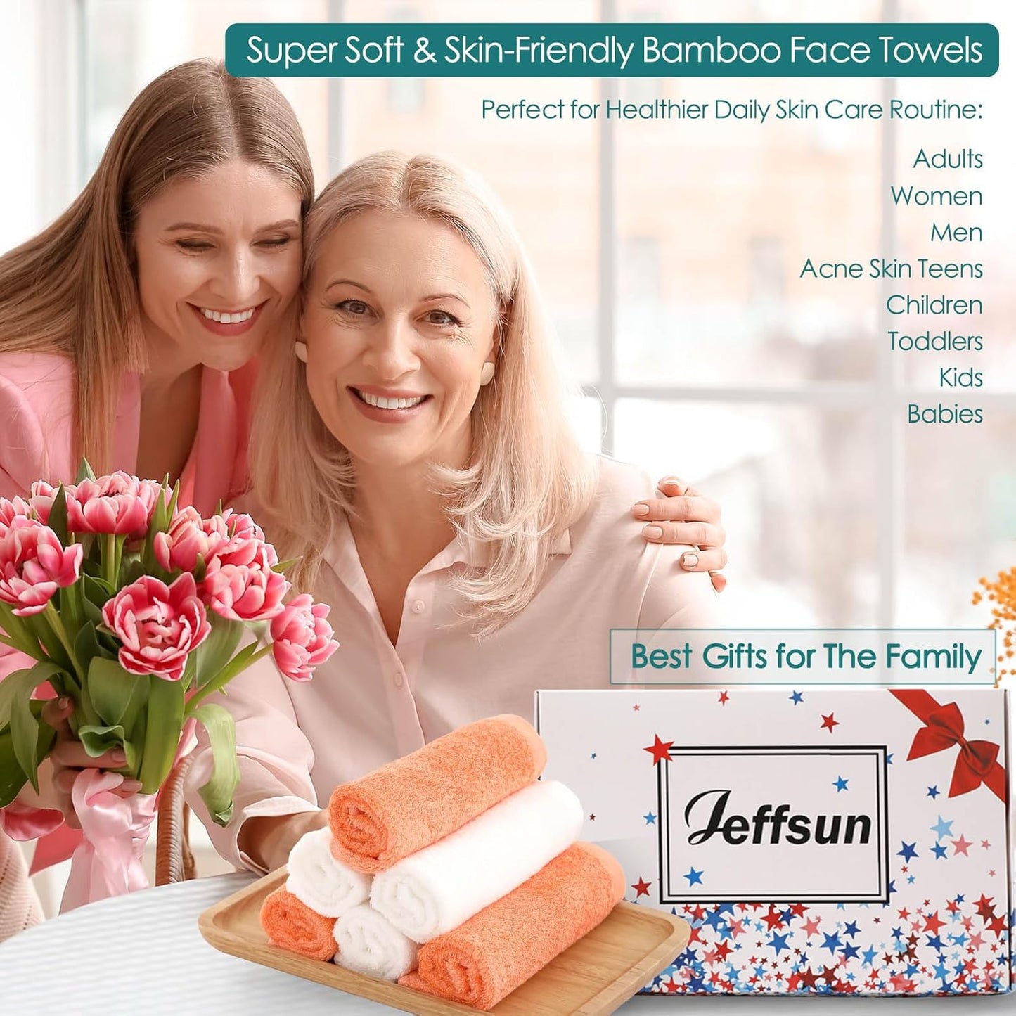 Wash Cloths 6 Pack, Super Soft and Gentle Face Towels on Sensitive Skin, 13x13 inch Large Bath Washcloths for Face and Body, Reusable Makeup Remover Eraser, Easy to Rinse White Facial Cleaning Cloths