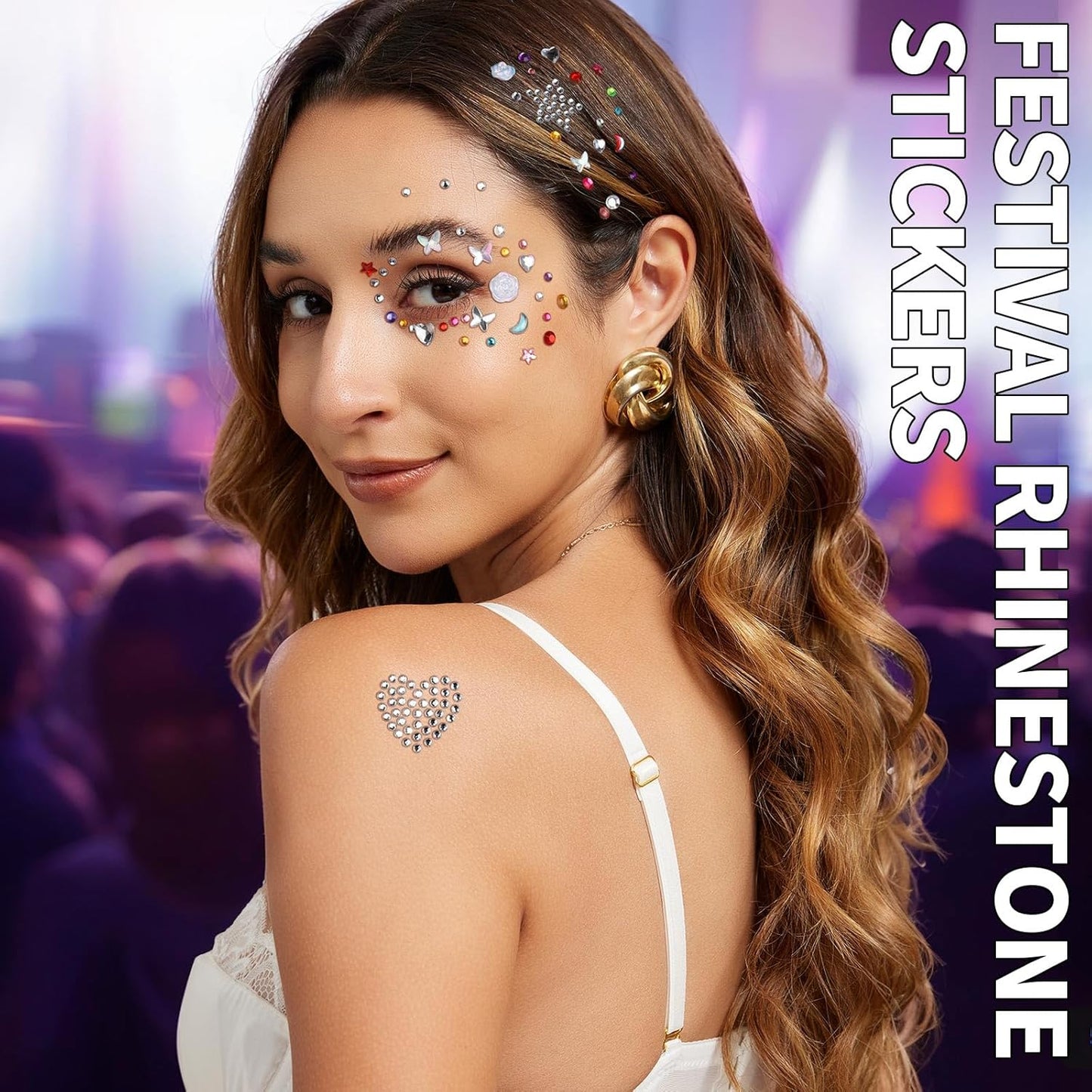 YGDZ Face Gems, Self Adhesive Face Jewels, Hair Gems, Festival Essentials Rhinestone Stickers, Rave Accessories, Face Stickers for Kids, Women
