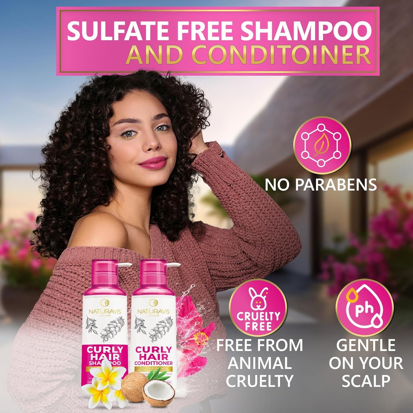 Curly Hair Shampoo and Conditioner Set - Sulfate Free for Wavy, Frizzy, Permed and Black Hair - Enhancing and Curl Defining for Women and Men - Deep Moisturizing and Hydrating Salon Grade Formula