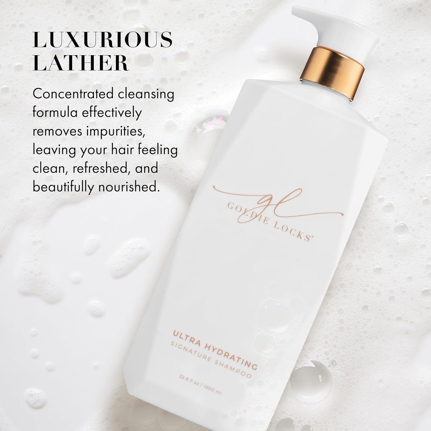 Goldie Locks Ultra Hydrating Shampoo - Sulfate-Free Moisturizing Formula - Maintains Texture and Shine - Safe for Extensions and Color-Treated Hair - Protein-Free - 33.8 fl oz