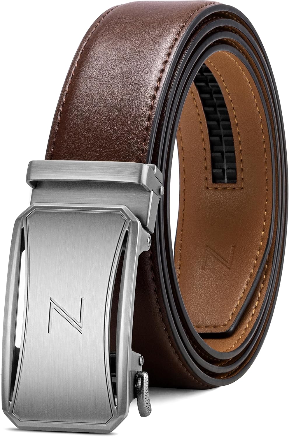 Zitahli Belt Men, Ratchet Belt Dress with 1 3/8" Premium Leather,Slide Belt with Easier Adjustable Automatic Buckle