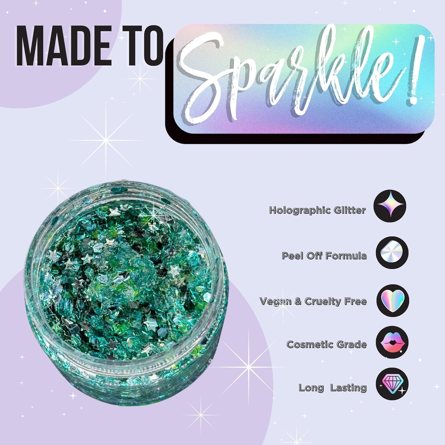 Stunt Trainer Cheer Glitter Face Body Makeup Peel Off Gel Chunky Holographic 15 Colors 1.6oz Vegan Cruelty Free Nontoxic Cheerleader Cheerleading Makeup