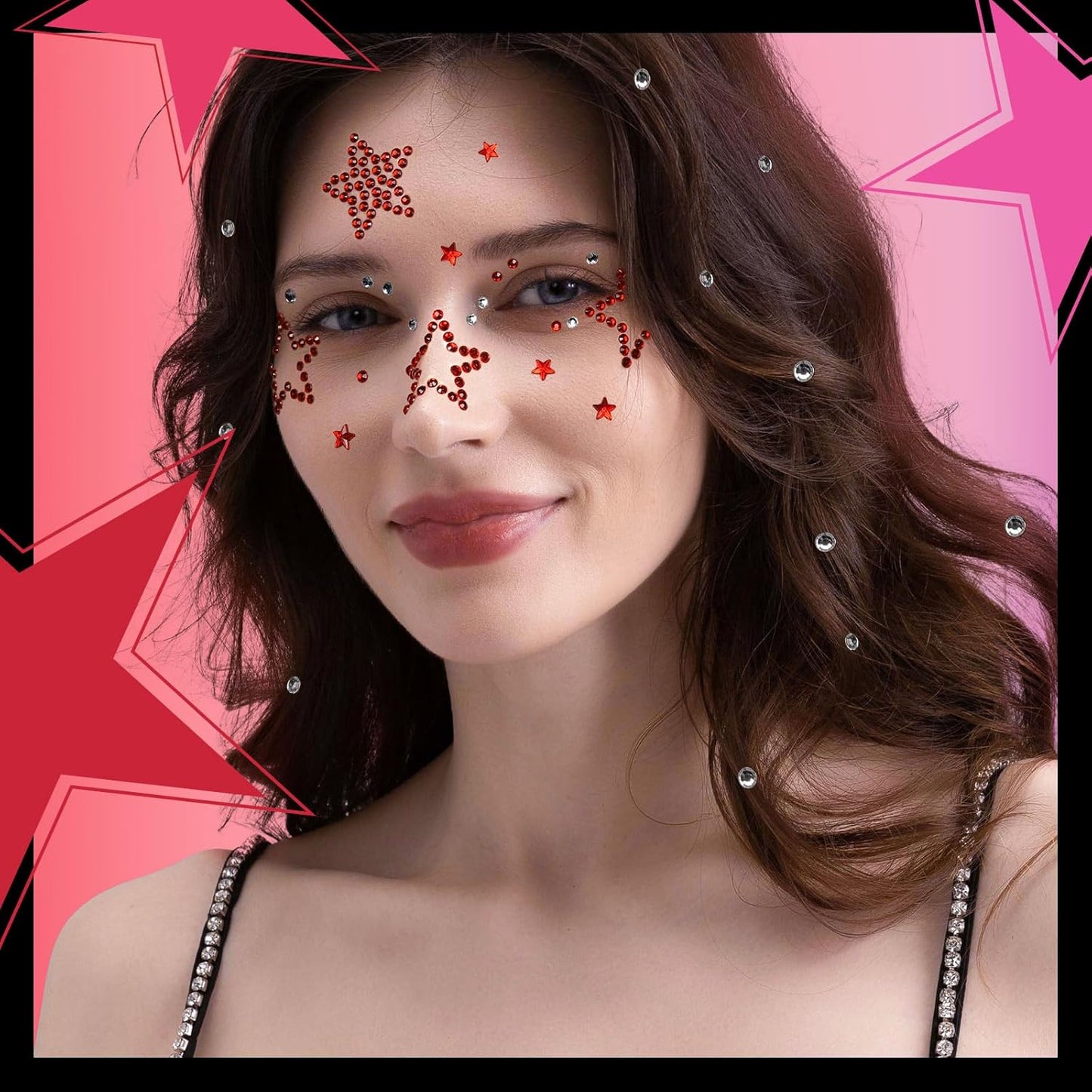 YGDZ Face Gems Face Jewels, Self Adhesive Hair Gems Festival Star Rhinestone Stickers for Face, Eye, Makeup, Body, Stick on Gems, Rave Accessories, Y2K Star Face Stickers for Kids, Women