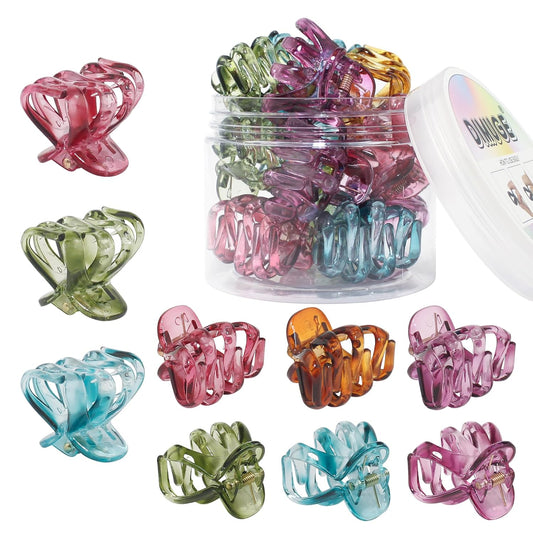 4cm Octopus Claw Clips for Clamp Half-up, 9 Pcs Colorful Small to Medium Hair Clips for Women and Girls Thick Cruly Hair, Non-slip, Durable, Hair Styling Accessories.(Transparent Color)
