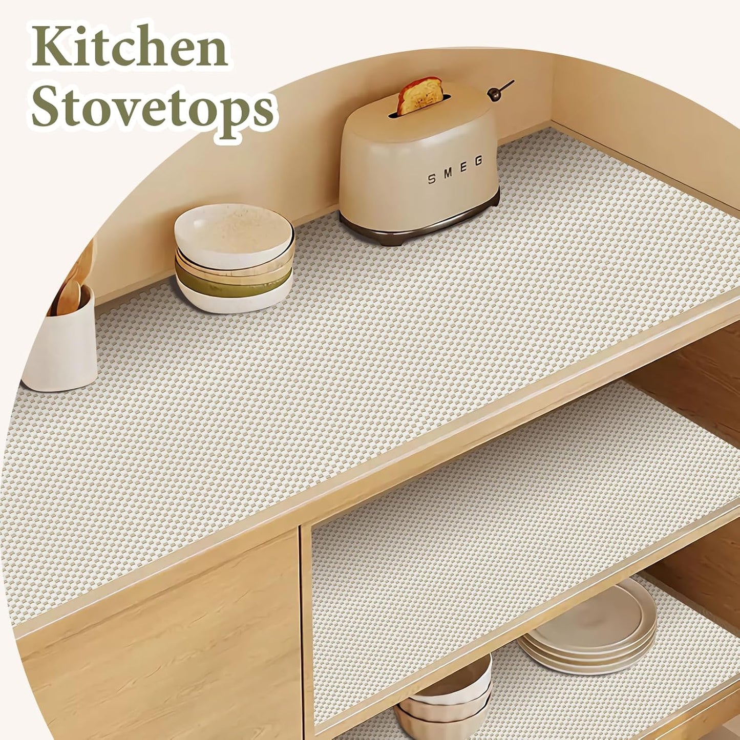 Shelf Drawer Liners for Kitchen Cabinets Non Adhesive Drawer Liner Thickened Refrigerator Liner White Quatrefoil Strong Non-Slip Paper for Tool Box, 17 x 236 Inches