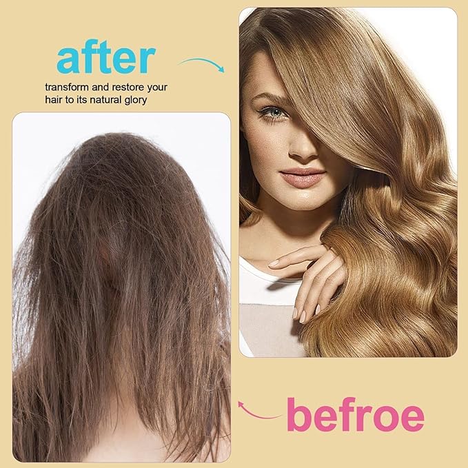 Collagen Hair Mask Shea Butter & Argan Oil Hair Serum Set - Deep Conditioning Hair Treatment Mask Organic Natural Essence for Dry Damaged Hair