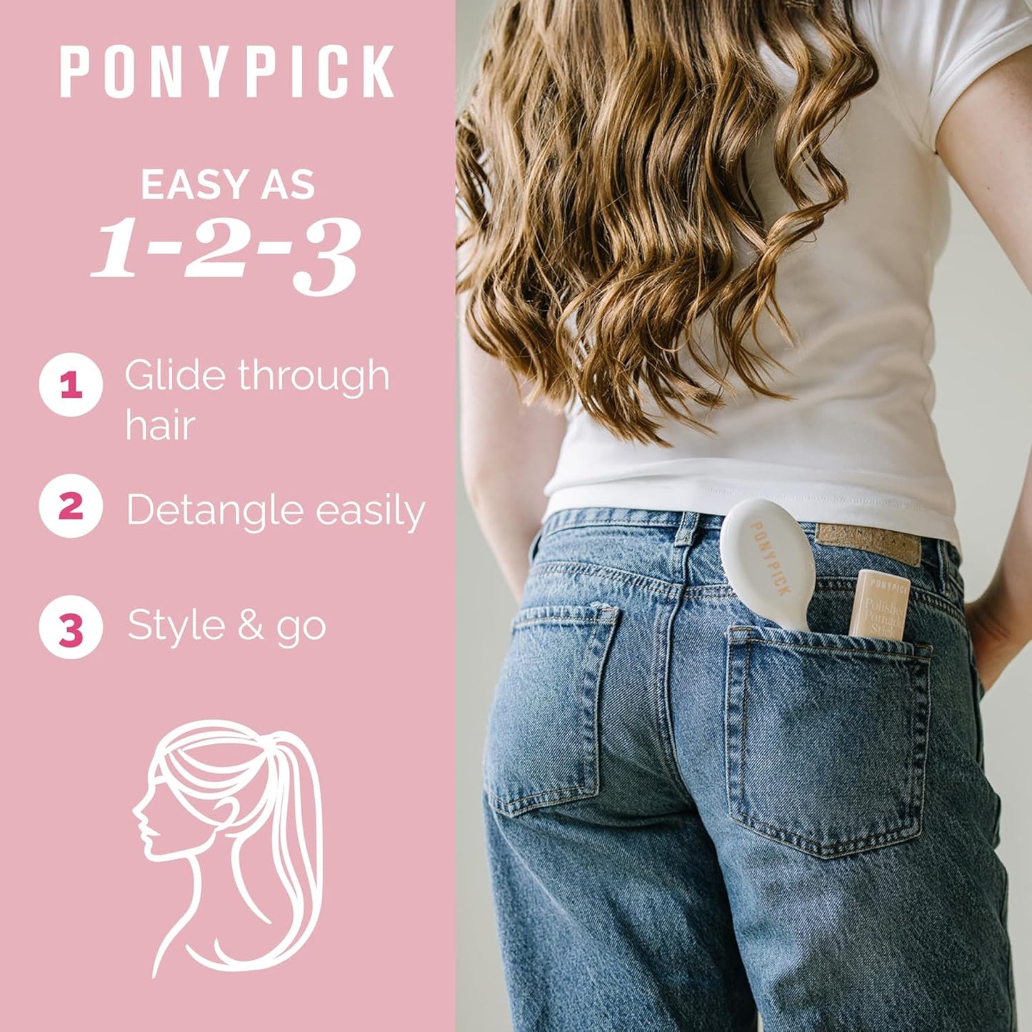 White Mini Hair Brush - Travel size, Compact Hair Brush for Wet & Dry Hair - On-the-go Travel - Easy to Use Hair Detangler Brush